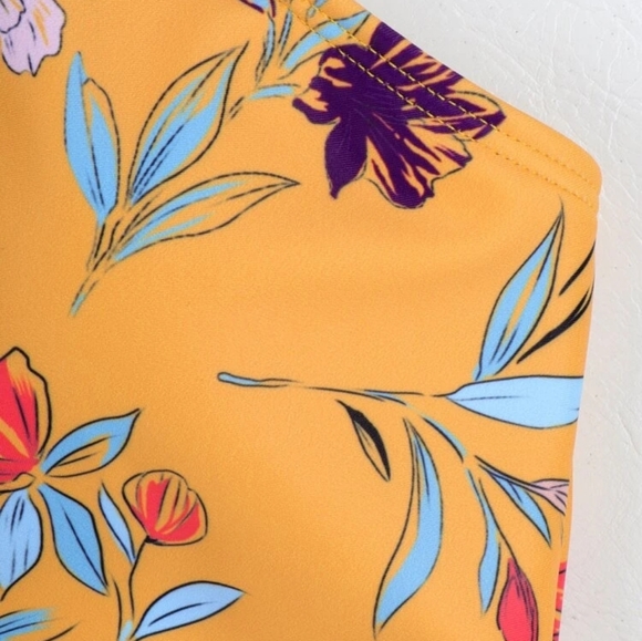 Floral Deep V Front Tie Shoulder One Piece - Picture 6 of 7